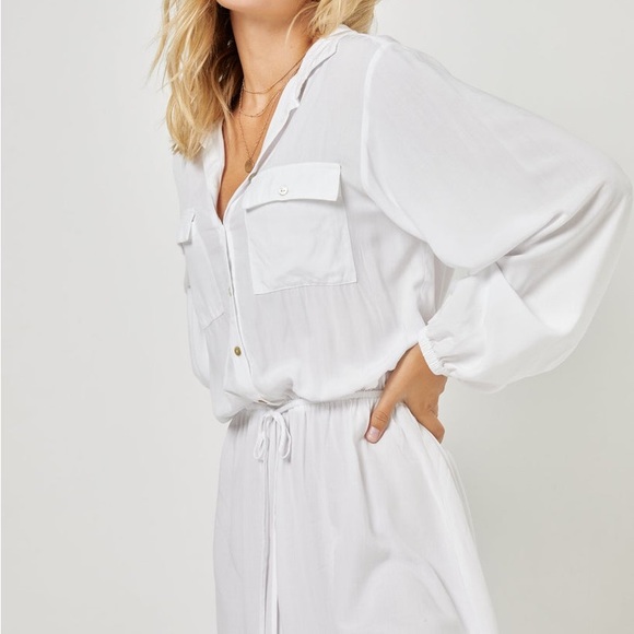 L*Space Women's Amelia Mini Dress White Sz S Long Sleeves - Picture 2 of 9